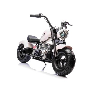 Motorek Chopper Warrior Biały 36V - Mocny Silnik 350W, Pompowane Koła, LED
