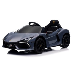 Lamborghini Revuelto Dla Dzieci - Szary Licencjonowany Elektryczny Pojazd 12V z Kołami EVA i Skórzanym Fotelem
