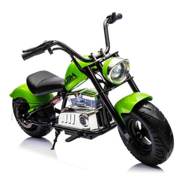 Motorek Chopper Warrior Zielony 36V - Mocny Silnik 350W, Pompowane Koła, LED