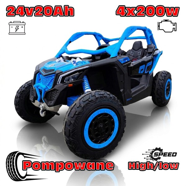 Buggy Maverick Turbo RR Ultimate Niebieski - Pompowane Koła, 24V20ah, 4x200W, 2 tryby jazdy