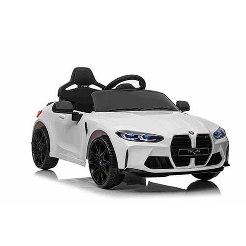 Elektryczne BMW M4 12V Biały - Auto dla Dzieci z Pilotem, Kołami EVA i Muzyką