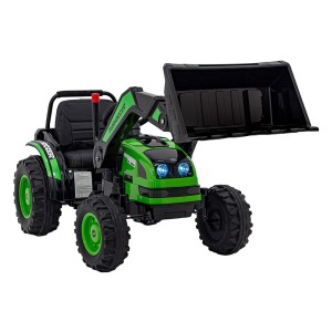 Elektryczna Koparka Traktor Zielony dla Dzieci - Duże Koła EVA, Światła LED, Dźwięki