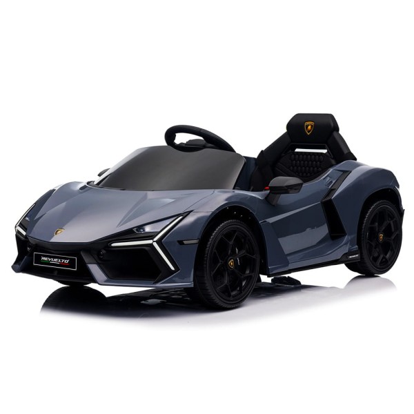 Lamborghini Revuelto Dla Dzieci - Szary Licencjonowany Elektryczny Pojazd 12V z Kołami EVA i Skórzanym Fotelem