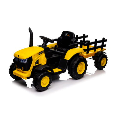 Mega Traktor HL‑3388 na Akumulator z Przyczepą Żółty - 2 Silniki, Miękkie Siedzenie, Pilot 2.4 GHz