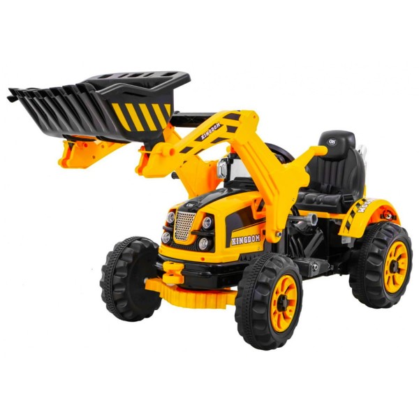 Spychacz na Akumulator Dla Dzieci - Żółty Traktor z Ruchomą Łyżką i 2 Prędkościami