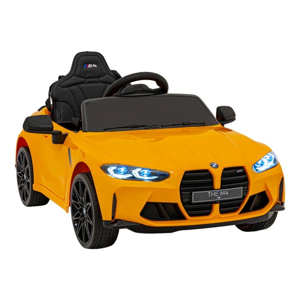 Elektryczne BMW M4 12V Zółty - Auto dla Dzieci z Pilotem, Kołami EVA i Muzyką