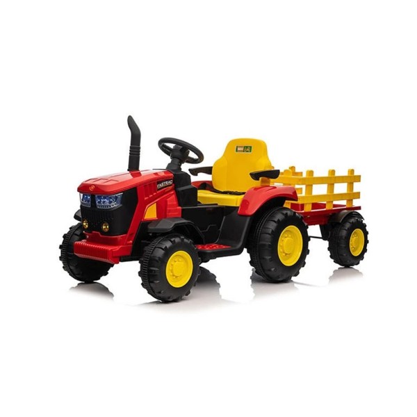 Mega Traktor HL‑3388 na Akumulator z Przyczepą Czerwony - 2 Silniki, Miękkie Siedzenie, Pilot 2.4 GHz