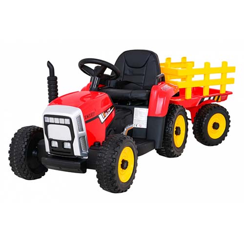 Traktor BLOW z Przyczepą Czerwony na akumulator  Piankowe Koła Pilot MP3
