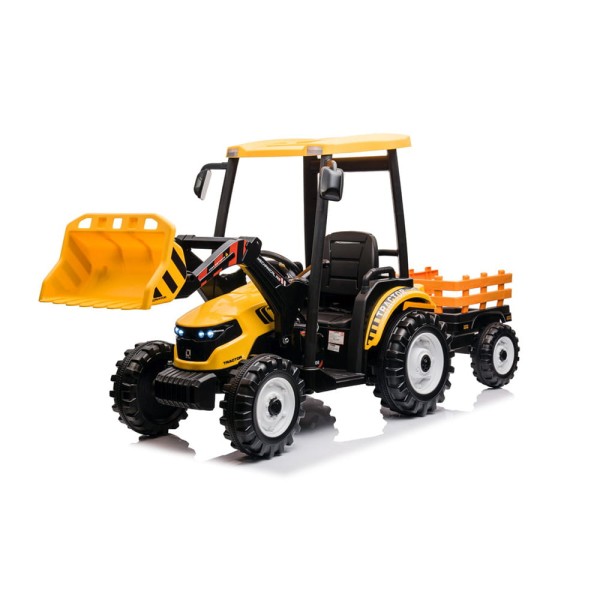 Traktor na akumulator D68 z Przyczepką - Zółty