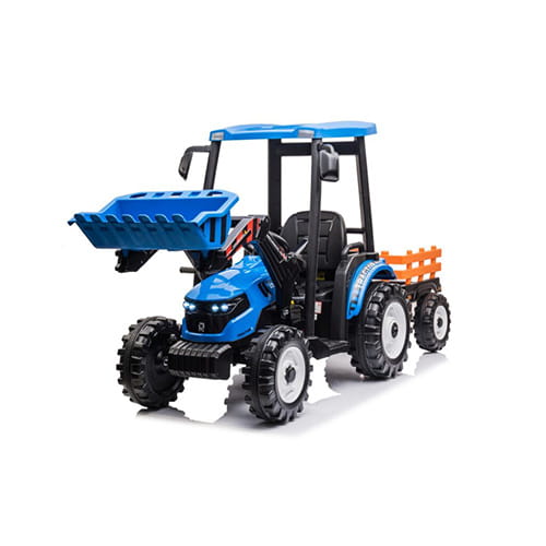Traktor na akumulator D68 z Przyczepką - Niebieski z Amortyzacja, LED, moc 400W